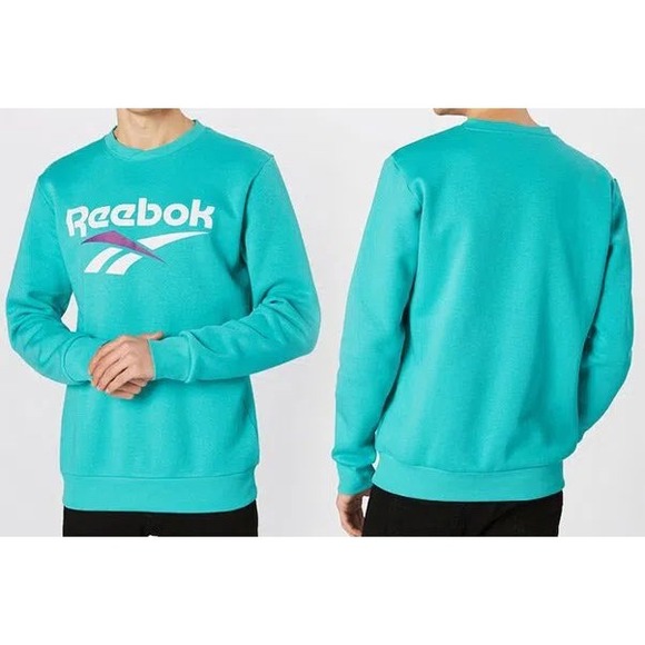 Reebok Retro Logo Sweatshirt Size L Teal Crewneck Soft Vintage Feel NWOT‎